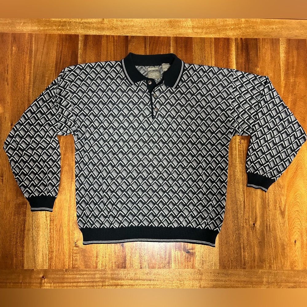 Vintage 90s City Casuals Hagar Made in Italy Geometric Knit Sweater medium - Picture 2 of 9